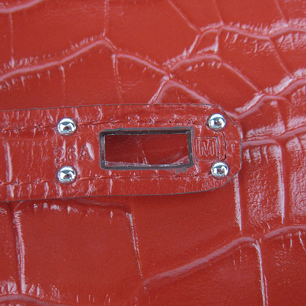 High Quality Hermes Kelly Crocodile Veins Long Clutch Bag Red H009 Replica - Click Image to Close